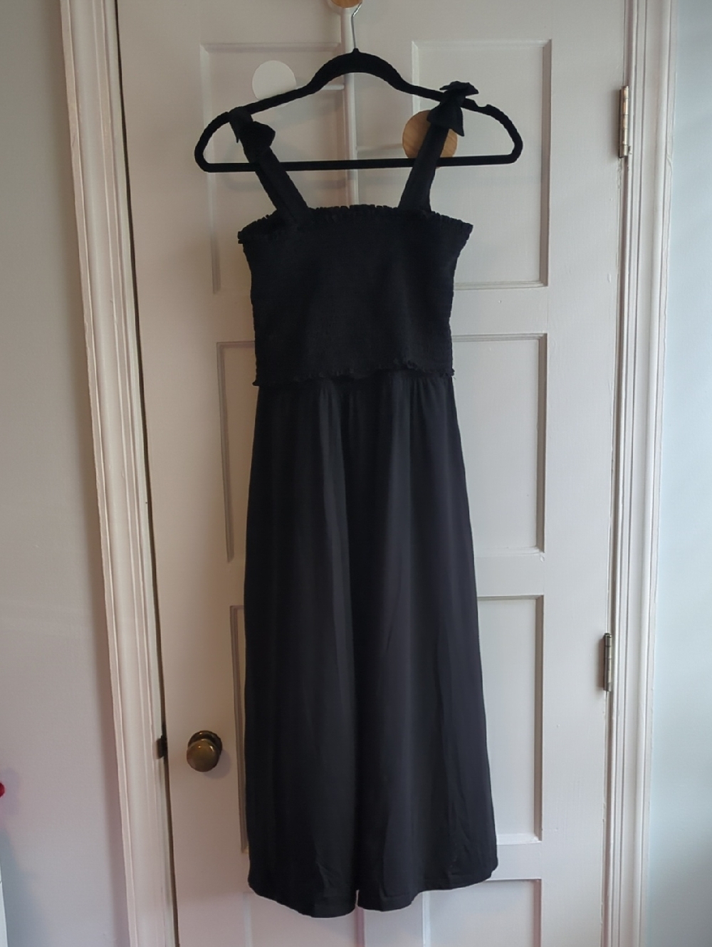 Kindred Bravely "Sienna" Black Nursing Midi Dress with Tie Straps